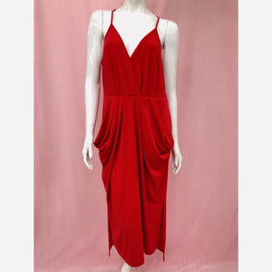 BCBG V-Neck Ruffle Midi Dress