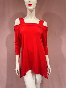 Candy Red Cold Shoulder Top