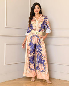 Peach Purple Floral Jumpsuit