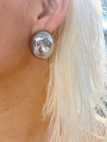 Silver Oval Statement Earrings