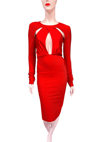 Red Long Sleeve Bodycon Dress