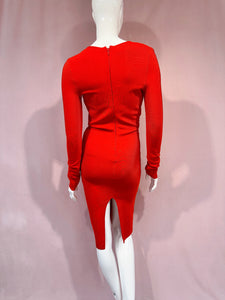 Red Long Sleeve Bodycon Dress