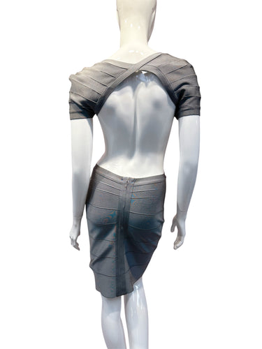 Silver Sexy Open Back BodyCon Mini