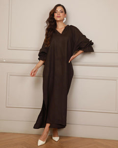 Chocolate Brown Puro Lino Dress