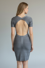 Load image into Gallery viewer, Silver Sexy Open Back BodyCon Mini