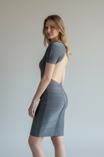 Load image into Gallery viewer, Silver Sexy Open Back BodyCon Mini