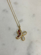 Load image into Gallery viewer, Amber Crystal Butterfly Pendant Gold Plated Necklace