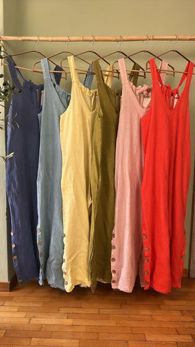 Sleeveless 100% Puro Lino Italiano Jumpsuit