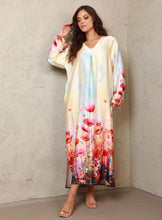 Load image into Gallery viewer, Floral Satin Long Sleeve Italian Dress