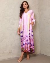 Load image into Gallery viewer, Floral Satin Long Sleeve Italian Dress