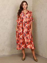 Load image into Gallery viewer, Floral Satin Shirt Italian Dresses