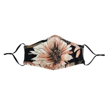 Silky Face Mask with Cream and Coral Flower- Hana