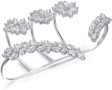 Load image into Gallery viewer, Silver Bejeweled Unique Design CZ Cubic Zirconia Multiple Finger Ring Hand Cuff