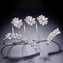 Load image into Gallery viewer, Silver Bejeweled Unique Design CZ Cubic Zirconia Multiple Finger Ring Hand Cuff