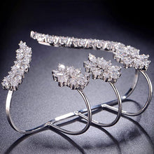 Load image into Gallery viewer, Silver Bejeweled Unique Design CZ Cubic Zirconia Multiple Finger Ring Hand Cuff