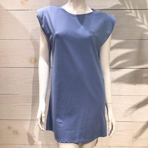 'Chica' Solid Shoulder Pad Mini Dress/Tunic