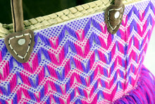 Load image into Gallery viewer, Artisan Purple Fuchsia Fringe Tote