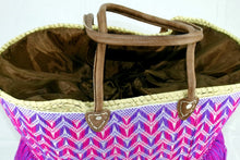 Load image into Gallery viewer, Artisan Purple Fuchsia Fringe Tote